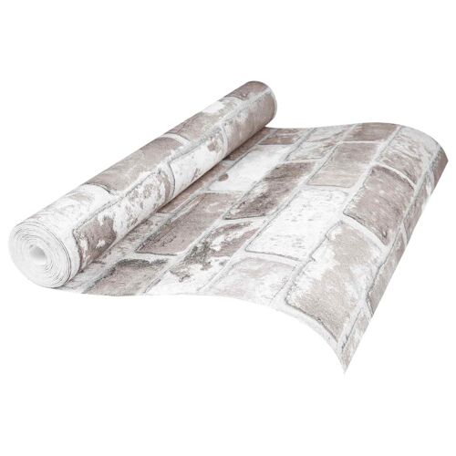 vidaXL Papier peint 3D Solide Rayé Brique 10 x 0,53 m Tissu non tissé