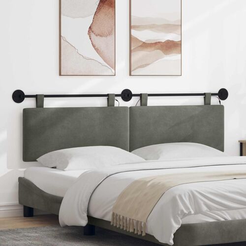 vidaXL Tête de lit suspendue Gris clair Tissu en velours côtelé