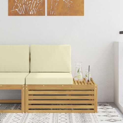 vidaXL Unités de sofa sectionnel d'extérieur Blanc et crème