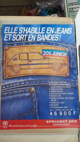 Publicité Papier: Peugeot 205 Junior, Parue Dans La Presse En 1986