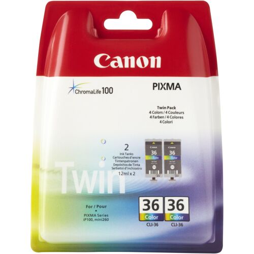 Canon Pack de 2 cartouches d'encre couleur CLI-36 C/M/Y