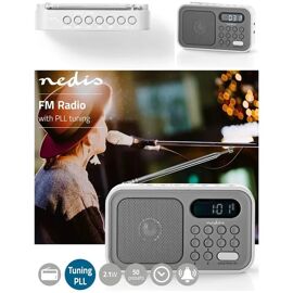 Radio FM 2.1W Horloge et à l'arme Gris-Blanc Léger, Portable, Rechargeable