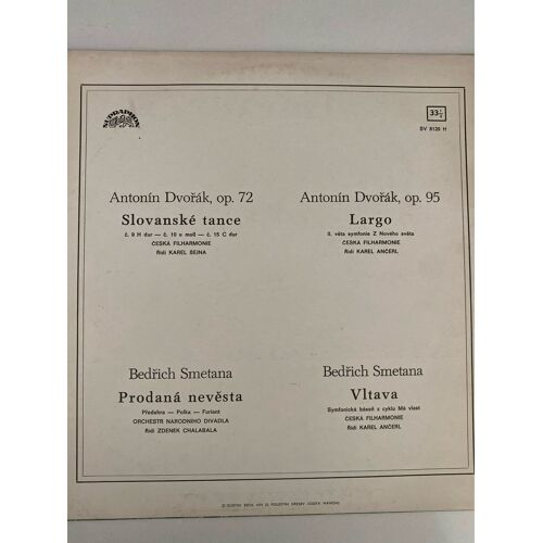 Vinyle 33t Dvo?ák & Smetana : Danses Slaves, La Moldau - Supraphon