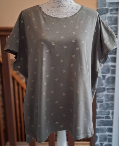 Tee-Shirt Grande Taille Kaki Imprimé Doré