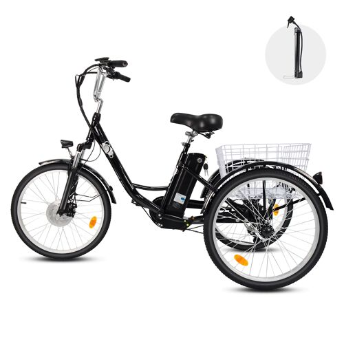 Électrique Tricycle Gogobest Gf100 - Pneus 24*1,95'' - 500 W - Batterie Amovible 36 V 15 Ah - Dérailleur Shimano 7 Vitesses - Vitesse Maximale 32 Km/H -Noir