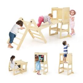 Toboggan D'escalade Costway 7 En 1 - Bois De Pin - Pour Enfants 3 À 4 Ans