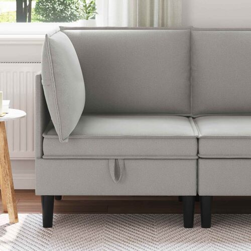 vidaXL Canapé d'angle avec rangement Gris clair Velours