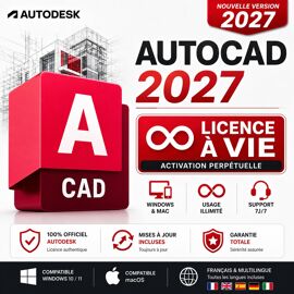 Autocad 2027 Licence Autodesk Perpétuelle - Activation Avie & Mises À Jour Inclus - Garantie Totale & Support Technique - Windows/Mac