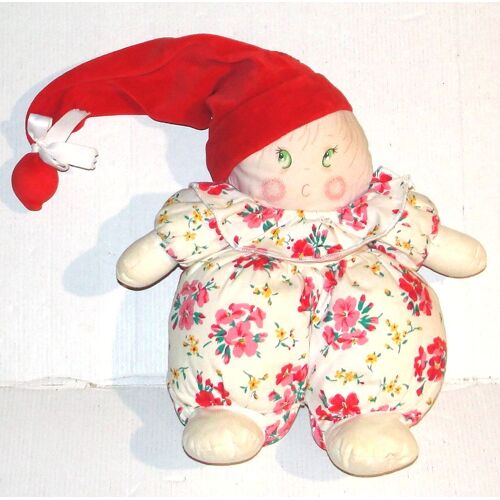 Doudou Lutin Nounours tissus fleurie 28 cm