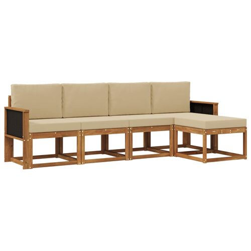 Vidaxl Ensemble De Canapés D'extérieur 5 Pcs Naturel Et Beige