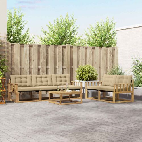Vidaxl Ensemble De Canapés D'extérieur 6 Pcs Blanc Et Beige