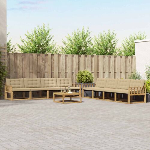 Vidaxl Ensemble De Canapés D'extérieur 9 Pcs Blanc Et Beige