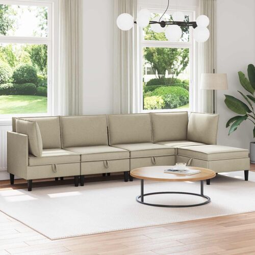 vidaXL Ensemble de meubles pour le salon 5 pcs Sable Tissu