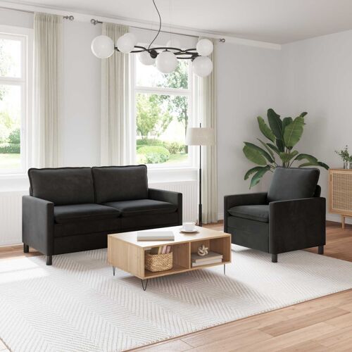 vidaXL Ensemble de Canapés 2 pcs Noir Velours