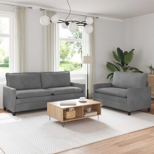 vidaXL Ensemble de Canapés 2 pcs Gris foncé Velours