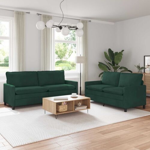 vidaXL Ensemble de Canapés 2 pcs Vert foncé Velours