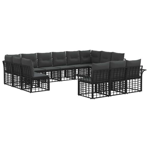 Vidaxl Ensemble De Canapés D'extérieur 13 Pcs Noir Et Gris Foncé