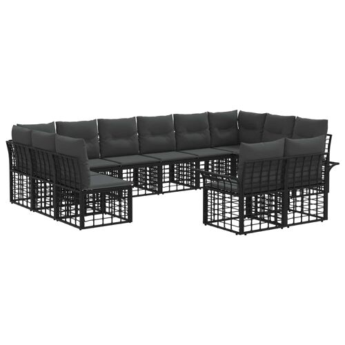 Vidaxl Ensemble De Canapés D'extérieur 12 Pcs Noir Et Gris Foncé
