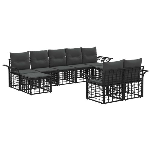 Vidaxl Ensemble De Canapés D'extérieur 9 Pcs Noir Et Gris Foncé