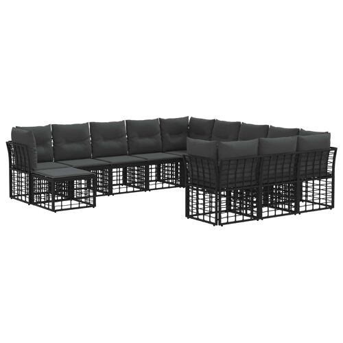 Vidaxl Ensemble De Canapés D'extérieur 12 Pcs Noir Et Gris Foncé