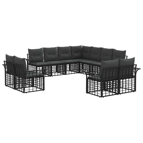 Vidaxl Ensemble De Canapés D'extérieur 11 Pcs Noir Et Gris Foncé
