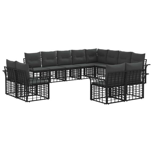 Vidaxl Ensemble De Canapés D'extérieur 12 Pcs Noir Et Gris Foncé