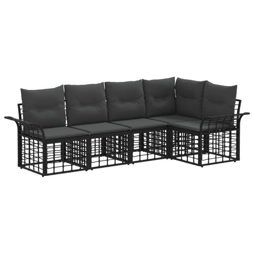 Vidaxl Ensemble De Canapés D'extérieur 5 Pcs Noir Et Gris Foncé