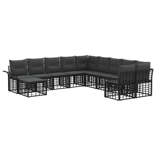 Vidaxl Ensemble De Canapés D'extérieur 11 Pcs Noir Et Gris Foncé
