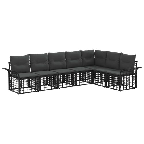 Vidaxl Ensemble De Canapés D'extérieur 7 Pcs Noir Et Gris Foncé