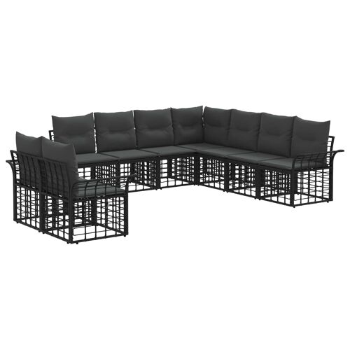 Vidaxl Ensemble De Canapés D'extérieur 9 Pcs Noir Et Gris Foncé