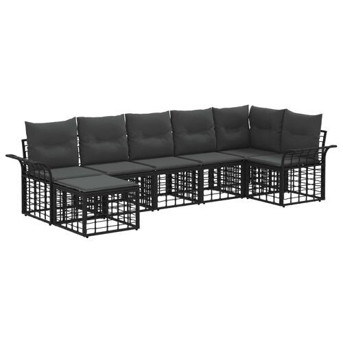 Vidaxl Ensemble De Canapés D'extérieur 7 Pcs Noir Et Gris Foncé