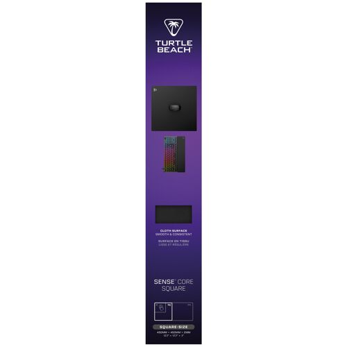Turtle Beach Sense Core Square Tapis de souris PC Gaming - support en caoutchouc antidérapant, surface en tissu micro-tissé équilibré, lisse, durable, moyen, noir