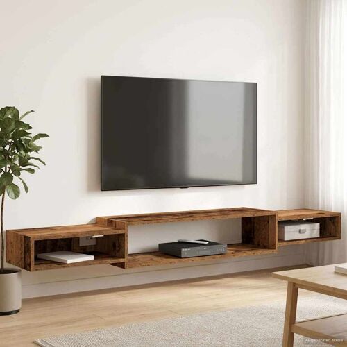 vidaXL Meuble TV mural Montage mural Bois ancien 180 x 28 x 21 cm