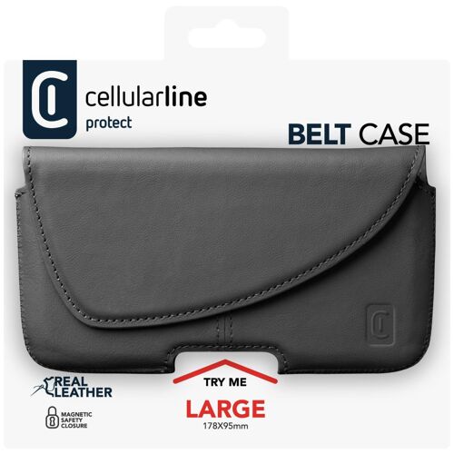 Cellularline Tie - L: (max smartphone size: 90mm * 170mm) Protection, sécurité et design en cuir véritable pour Universel
