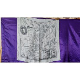 La Fayette Marquis Général Foulard Soie Gris Blanc Noir Avec Carte De L'Amérique 77 X 77 Cm 37 Grammes