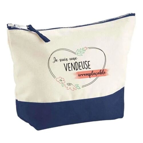 Pochette D'une Vendeuse Irremplaçable | Idée Cadeau Pour Collègue Travail Retraite Trousse Grand Format Maquillage Toilette