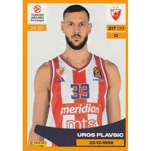 Image Vignette Panini Euroleague 2024 / 2025 - N° 153 - Uros Plavsic