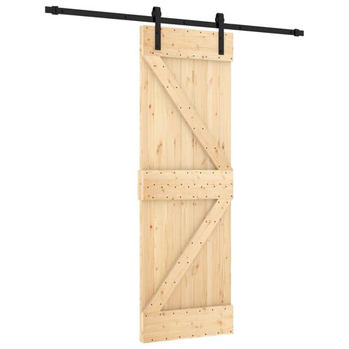 vidaXL Porte coulissante Naturel et noir 70 x 210 cm