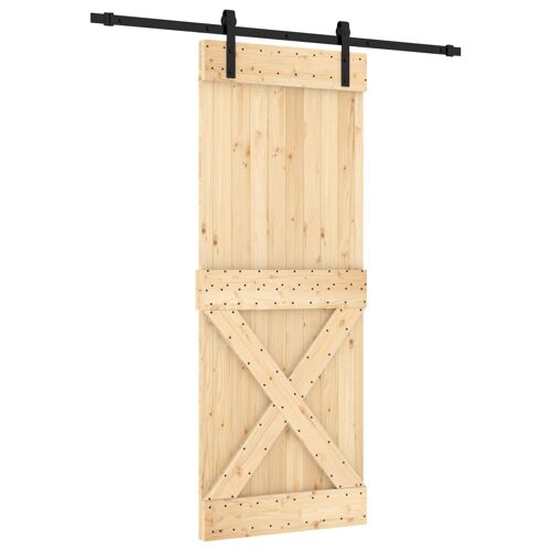 vidaXL Porte coulissante Naturel et noir 80 x 210 cm