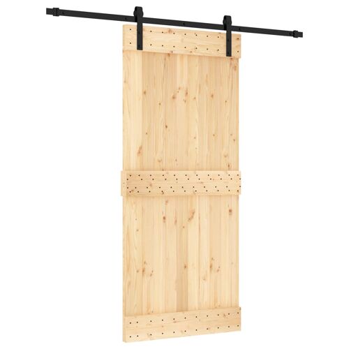 vidaXL Porte coulissante Naturel et noir 90 x 210 cm