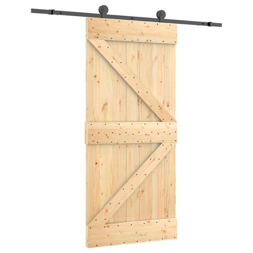 vidaXL Porte coulissante Naturel et noir 95 x 210 cm
