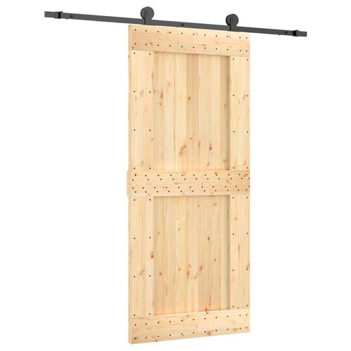 vidaXL Porte coulissante Naturel et noir 90 x 210 cm