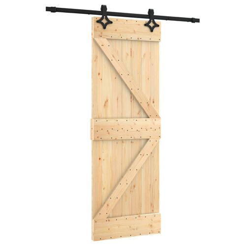 vidaXL Porte coulissante Naturel et noir 70 x 210 cm