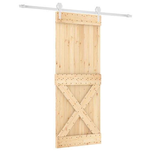 vidaXL Porte coulissante Naturel et Blanc 80 x 210 cm