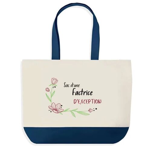 Sac shopping fond bleu Factrice d'exception Collègue Départ Cadeau Anniversaire Noël | Design Graphique Grand Sac Courses Cabas