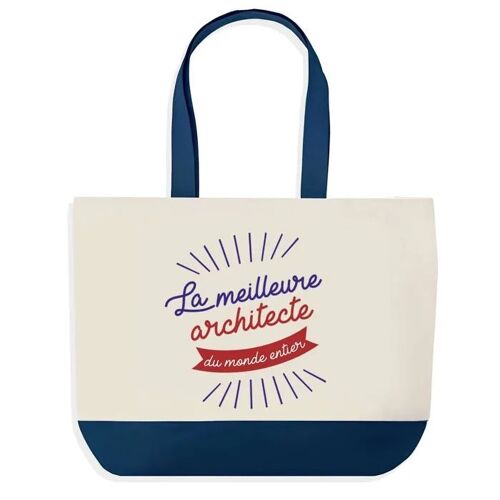 Sac shopping fond bleu Architecte Meilleure du Monde Collègue Départ Cadeau Anniversaire Noël | Grand Sac Courses Cabas