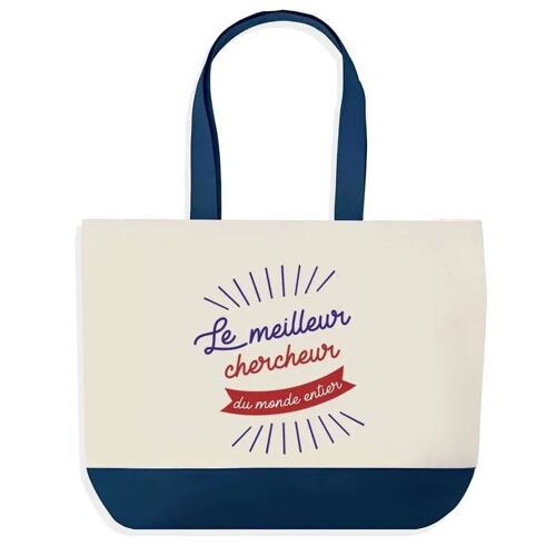 Sac shopping fond bleu Chercheur Meilleur du Monde Collègue Départ Cadeau Anniversaire Noël | Grand Sac Courses Cabas