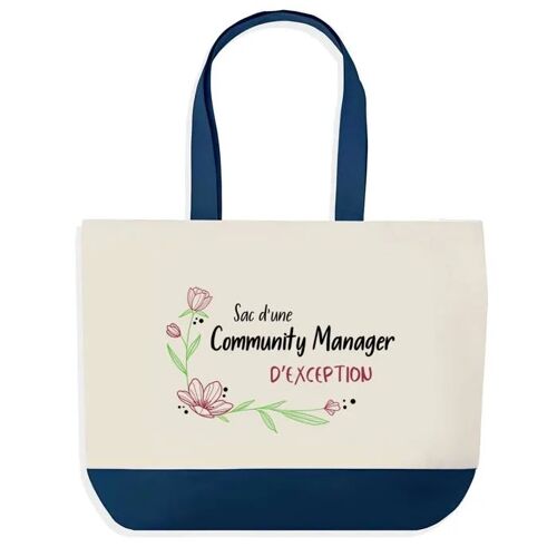 Sac shopping fond bleu Community Manager d'exception Collègue Départ Cadeau Anniversaire Noël | Grand Sac Courses Cabas