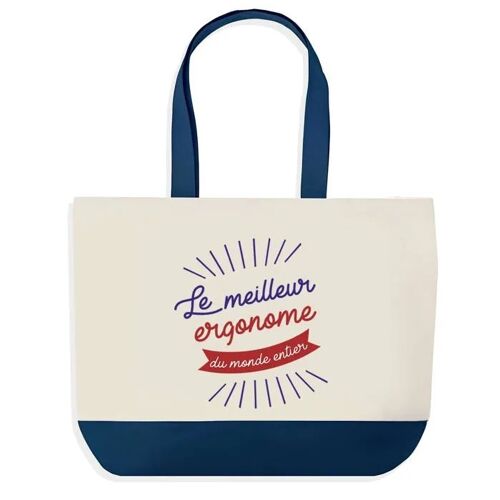 Sac shopping fond bleu Ergonome Meilleur du Monde Cadeau Anniversaire Noël | Design Graphique Grand Sac Courses Cabas