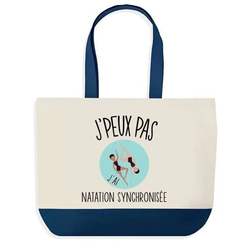 Sac shopping fond bleu J'peux pas Natation Synchronisee Cadeau Anniversaire Noël | Design Graphique Grand Sac Courses Cabas
